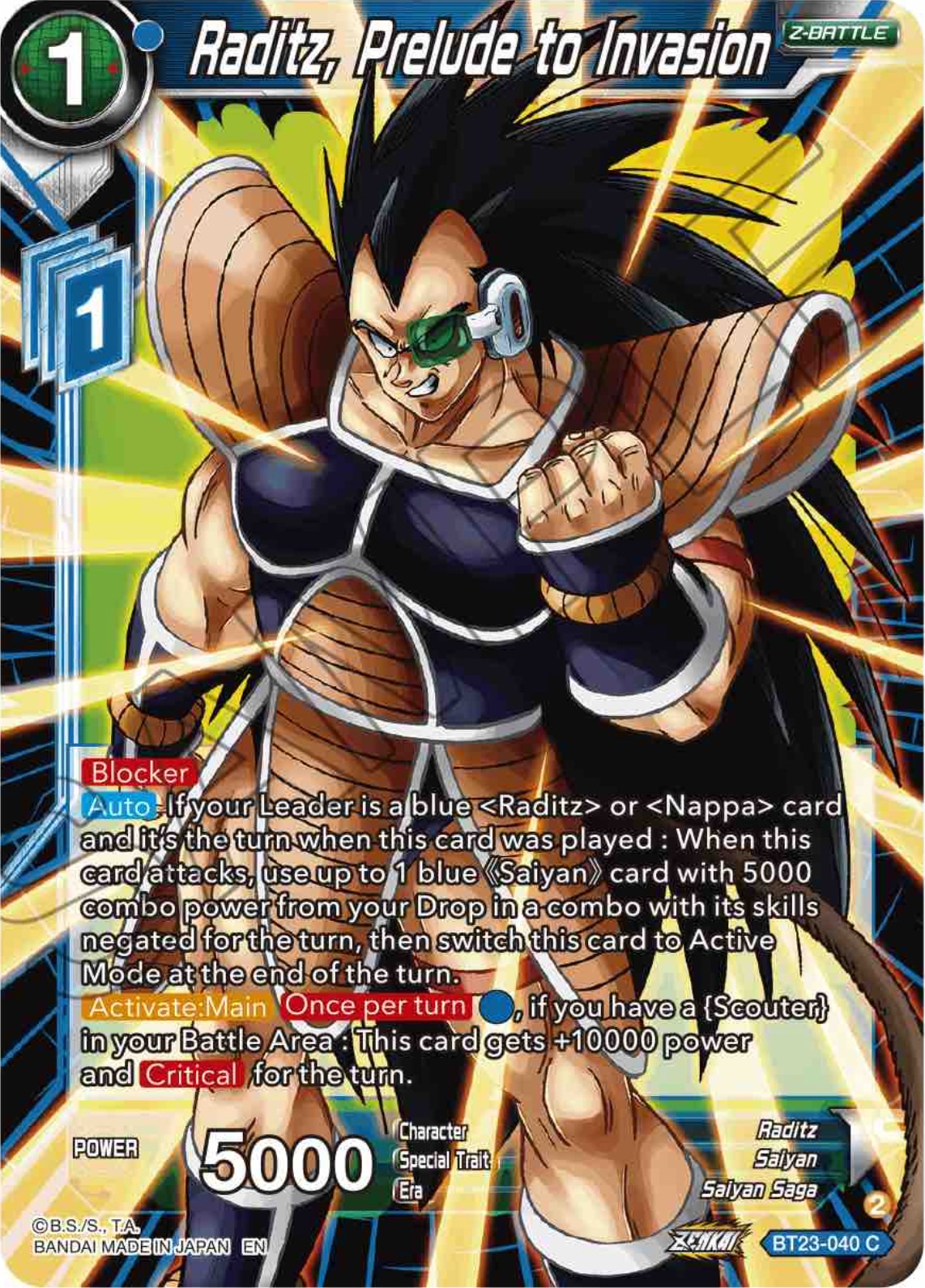 Raditz, Prelude to Invasion (BT23-040) [Perfect Combination] | Enigma On Main