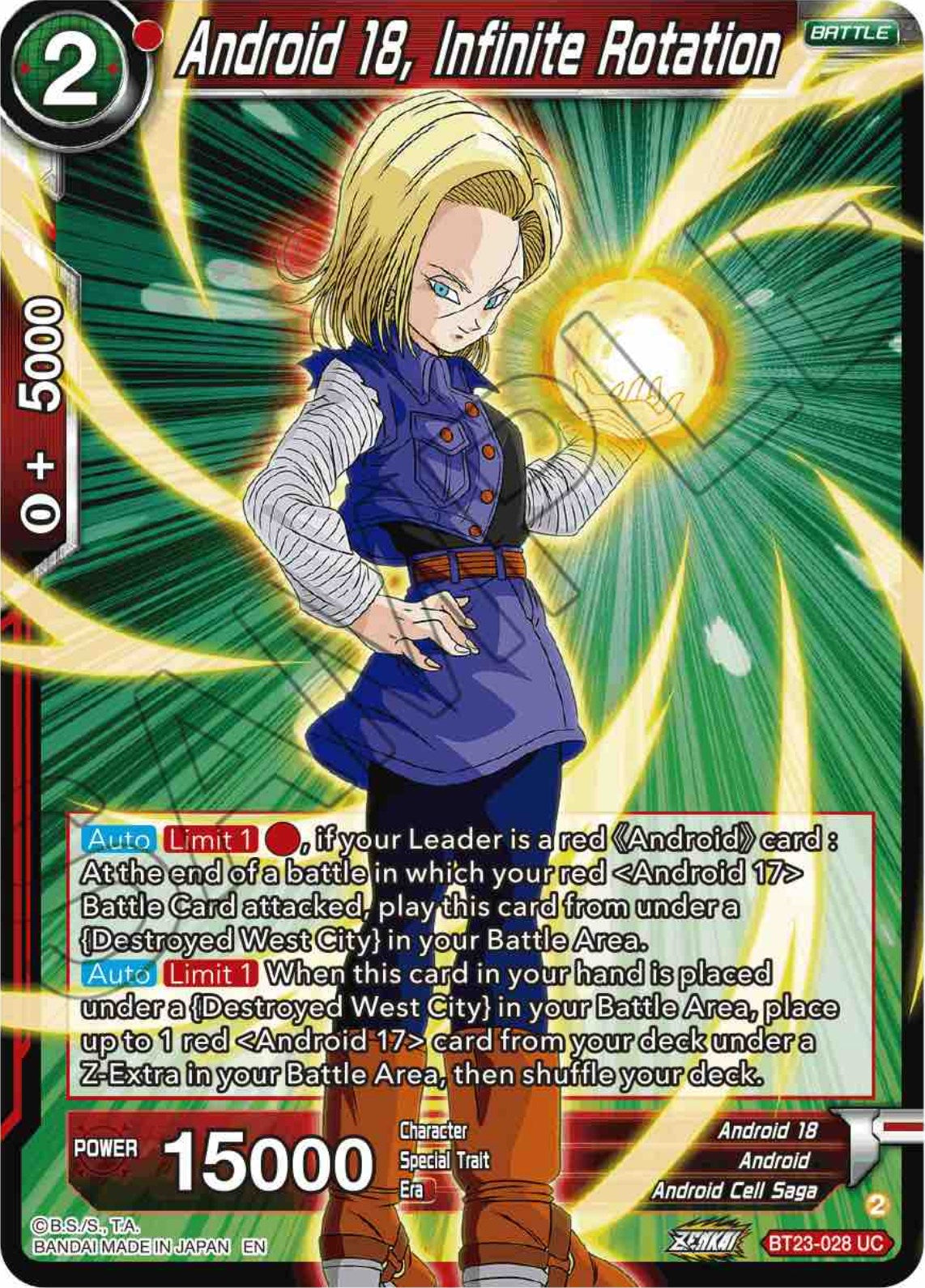 Android 18, Infinite Rotation (BT23-028) [Perfect Combination] | Enigma On Main