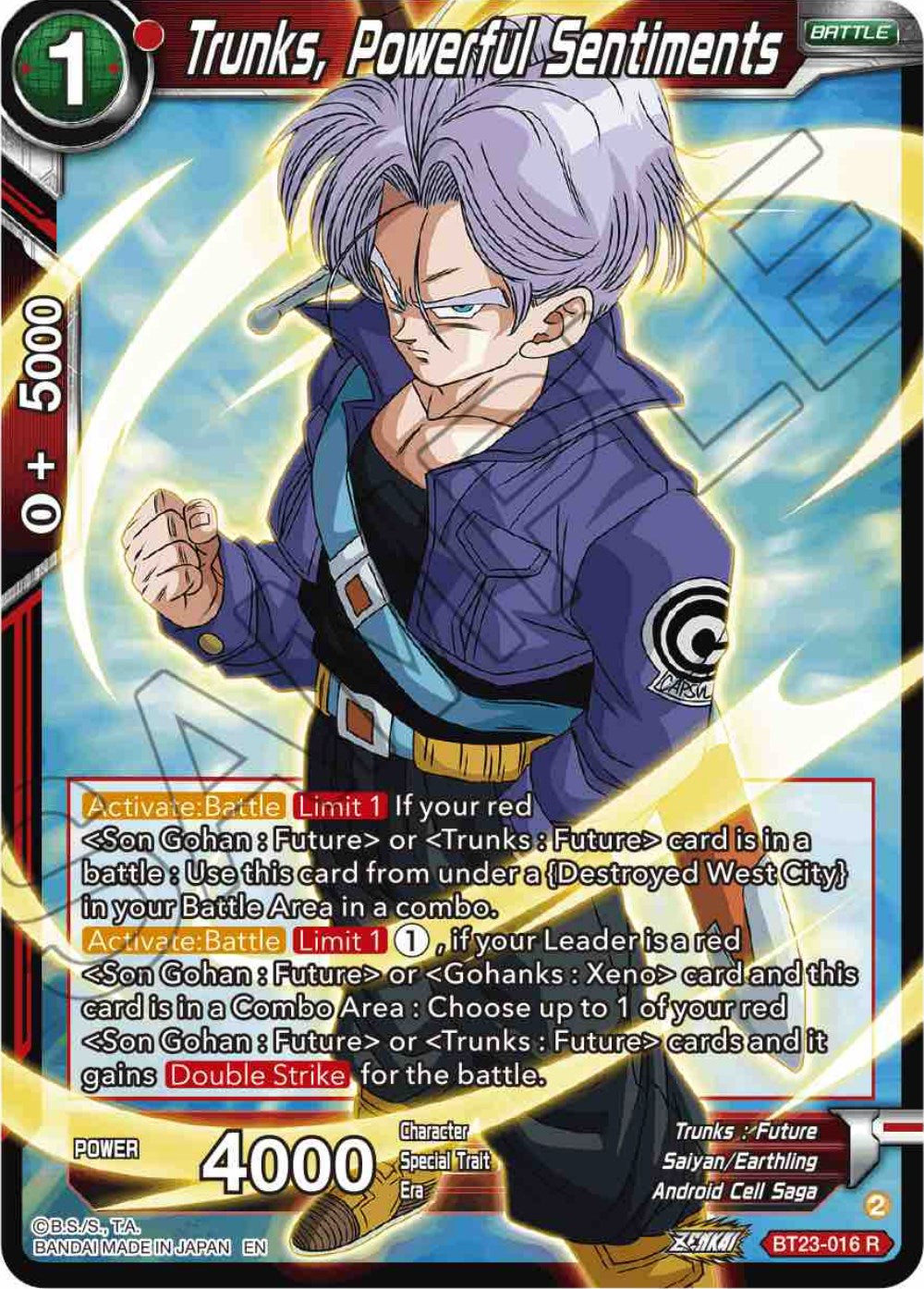 Trunks, Powerful Sentiments (BT23-016) [Perfect Combination] | Enigma On Main