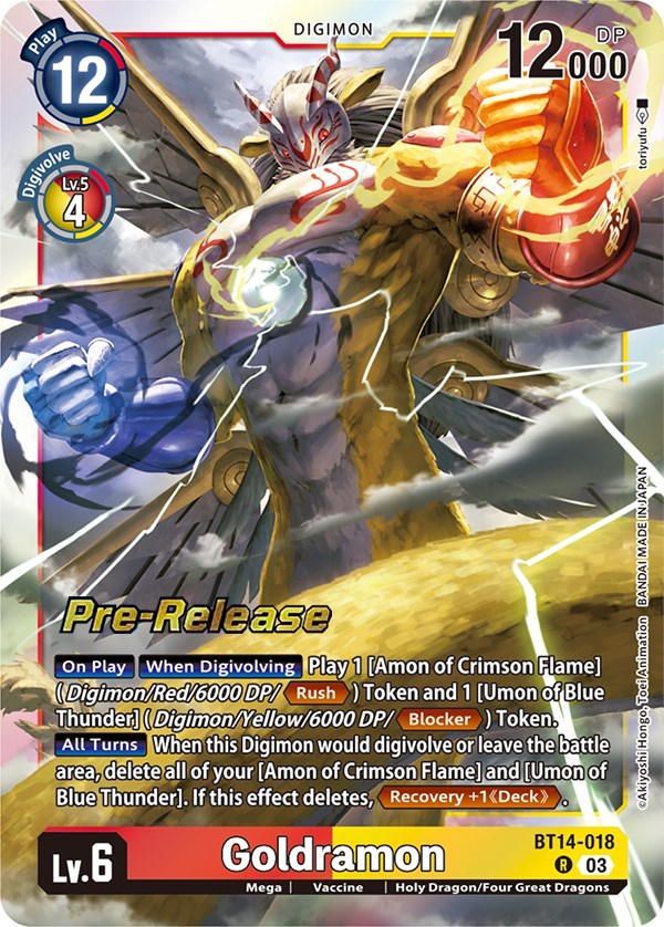 Goldramon [BT14-018] [Blast Ace Pre-Release Cards] | Enigma On Main