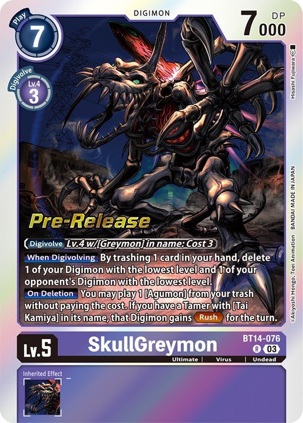 SkullGreymon [BT14-076] [Blast Ace Pre-Release Cards] | Enigma On Main