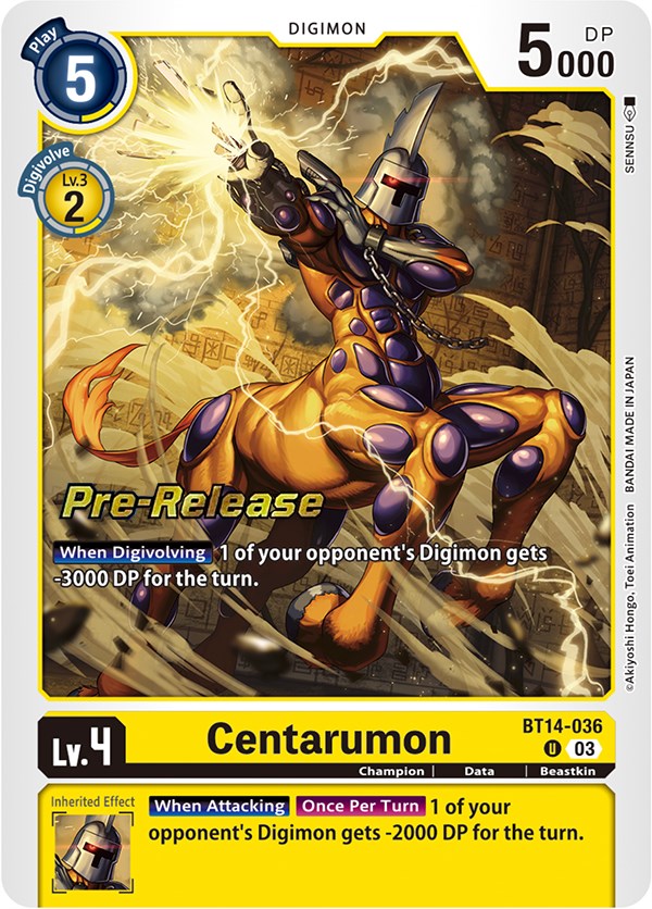 Centarumon [BT14-036] [Blast Ace Pre-Release Cards] | Enigma On Main