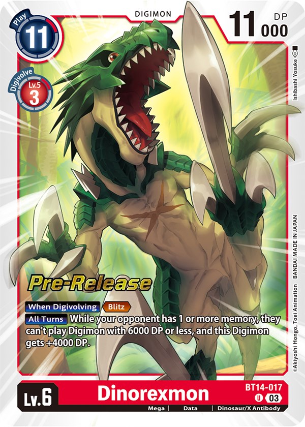 Dinorexmon [BT14-017] [Blast Ace Pre-Release Cards] | Enigma On Main