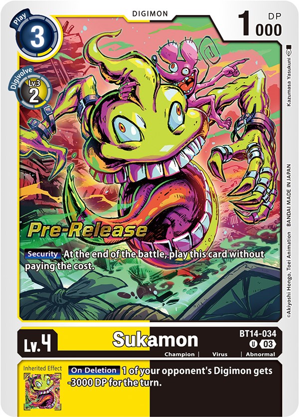 Sukamon [BT14-034] [Blast Ace Pre-Release Cards] | Enigma On Main