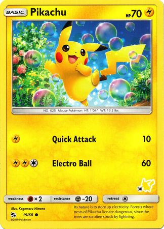 Pikachu (19/68) (Pikachu Stamp #30) [Battle Academy 2020] | Enigma On Main