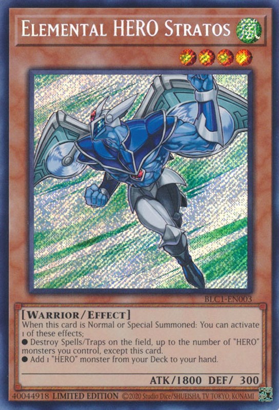 Elemental HERO Stratos [BLC1-EN003] Secret Rare | Enigma On Main