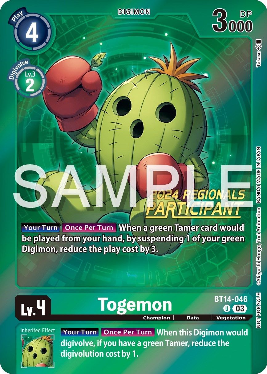 Togemon [BT14-046] (2024 Regionals Participant) [Blast Ace Promos] | Enigma On Main