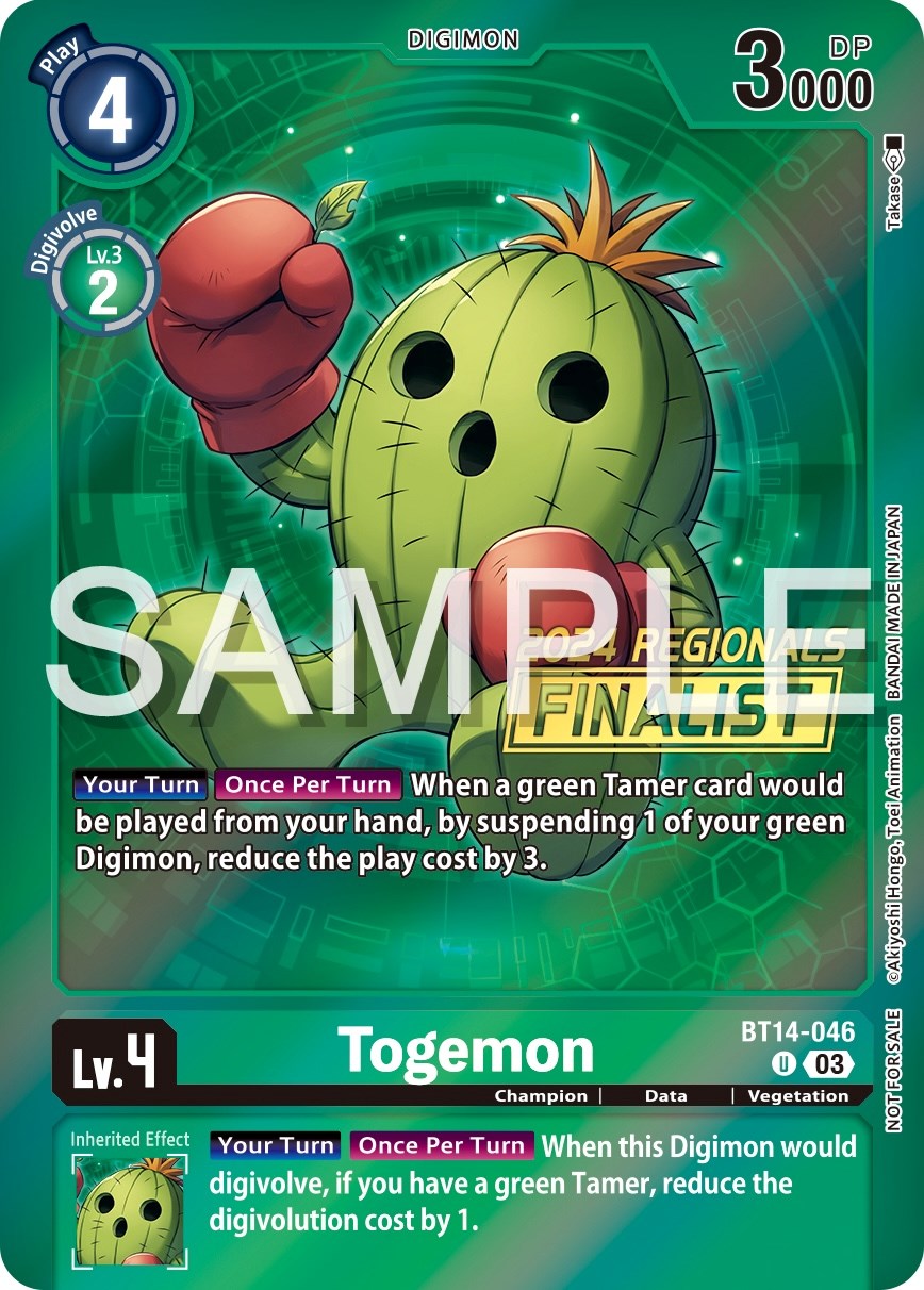 Togemon [BT14-046] (2024 Regionals Finalist) [Blast Ace Promos] | Enigma On Main