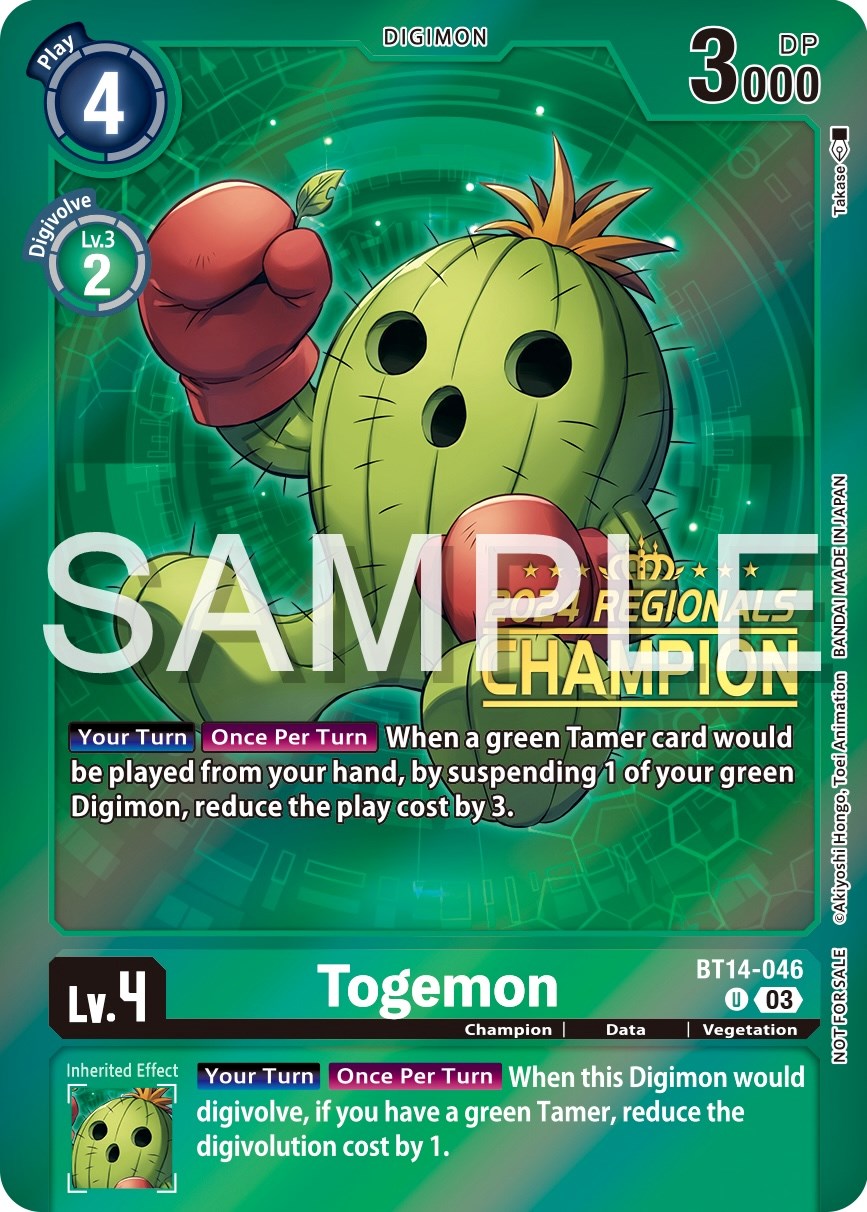 Togemon [BT14-046] (2024 Regionals Champion) [Blast Ace Promos] | Enigma On Main