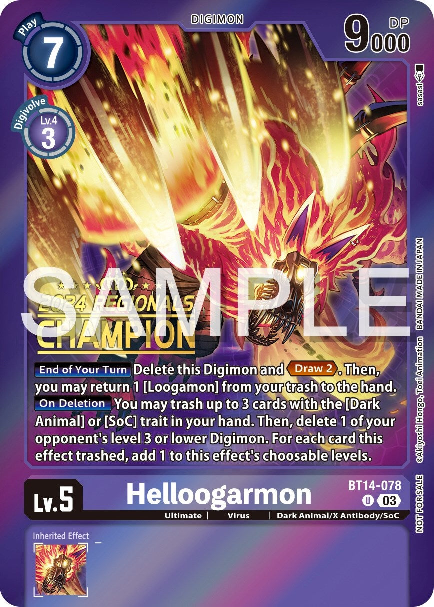 Helloogarmon [BT14-078] (2024 Regionals Champion) [Blast Ace Promos] | Enigma On Main