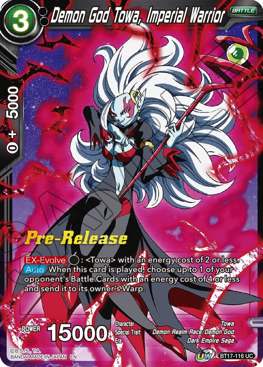 Demon God Towa, Imperial Warrior (BT17-116) [Ultimate Squad Prerelease Promos] | Enigma On Main