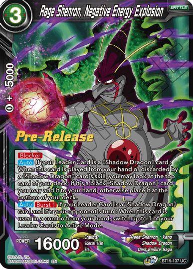 Rage Shenron, Negative Energy Explosion (BT15-137) [Saiyan Showdown Prerelease Promos] | Enigma On Main