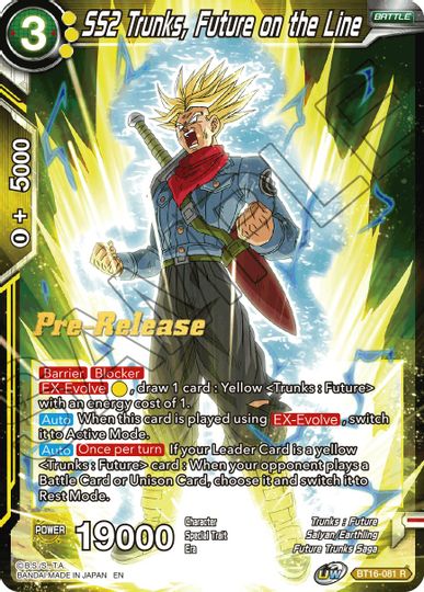 SS2 Trunks, Future on the Line (BT16-081) [Realm of the Gods Prerelease Promos] | Enigma On Main