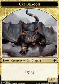 Cat Dragon (009) // Dragon (006) Double-sided Token [Commander 2017 Tokens] | Enigma On Main