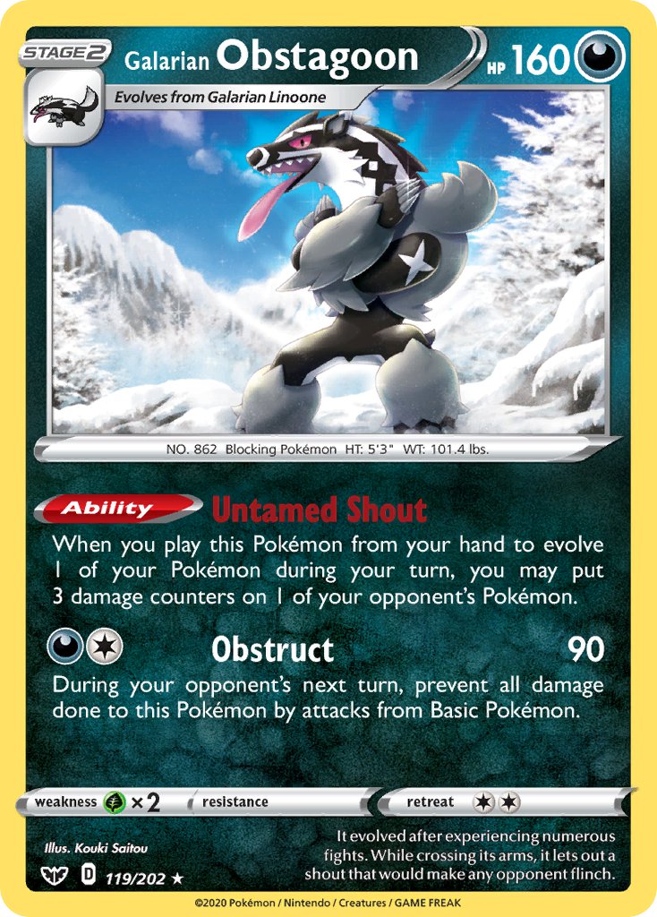 Galarian Obstagoon (119/202) (Theme Deck Exclusive) [Sword & Shield: Base Set] | Enigma On Main