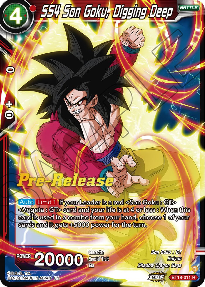 SS4 Son Goku, Digging Deep (BT18-011) [Dawn of the Z-Legends Prerelease Promos] | Enigma On Main