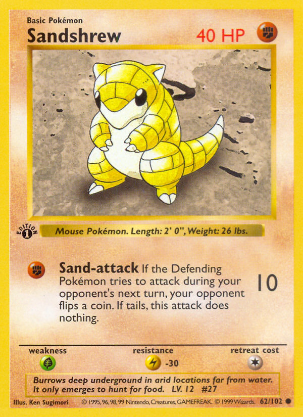 Sandshrew (62/102) (Shadowless) [Base Set 1st Edition] | Enigma On Main