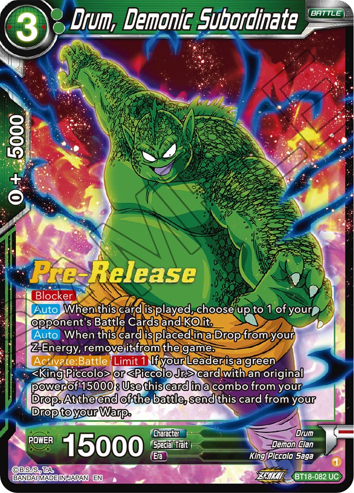 Drum, Demonic Subordinate (BT18-082) [Dawn of the Z-Legends Prerelease Promos] | Enigma On Main