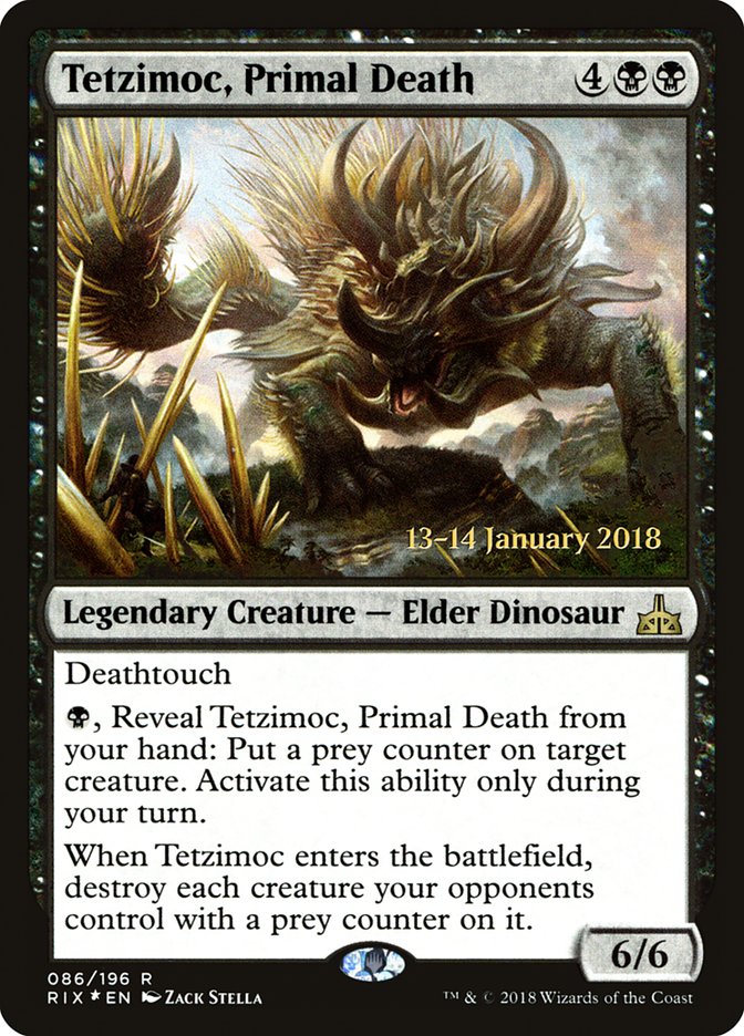 Tetzimoc, Primal Death [Rivals of Ixalan Prerelease Promos] | Enigma On Main