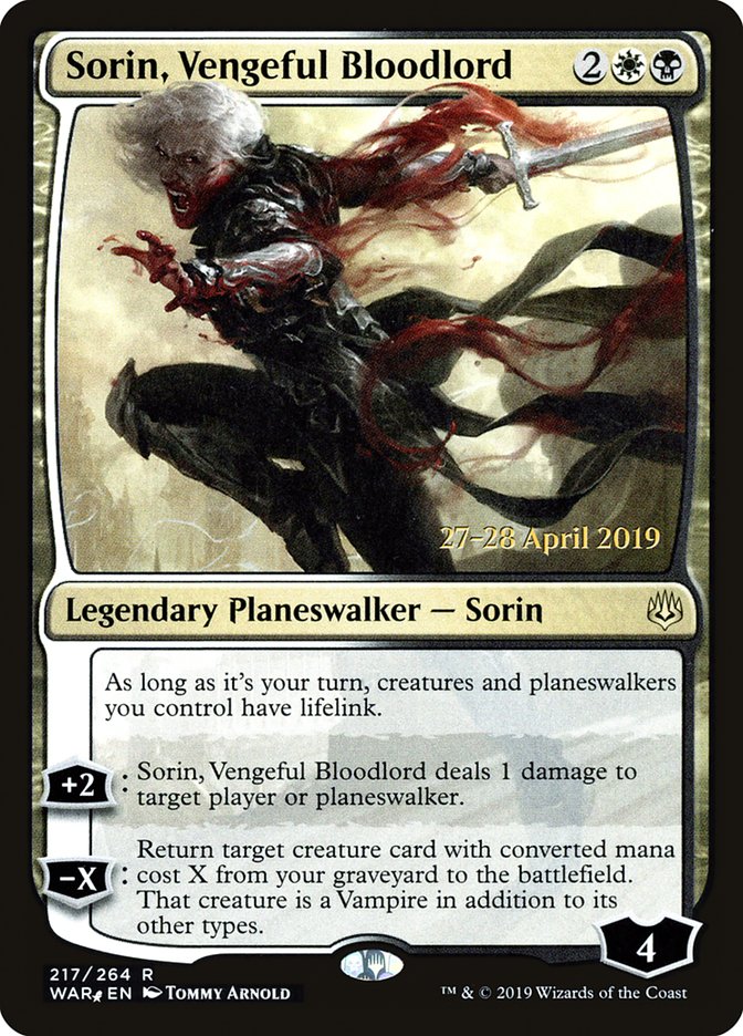 Sorin, Vengeful Bloodlord  [War of the Spark Prerelease Promos] | Enigma On Main