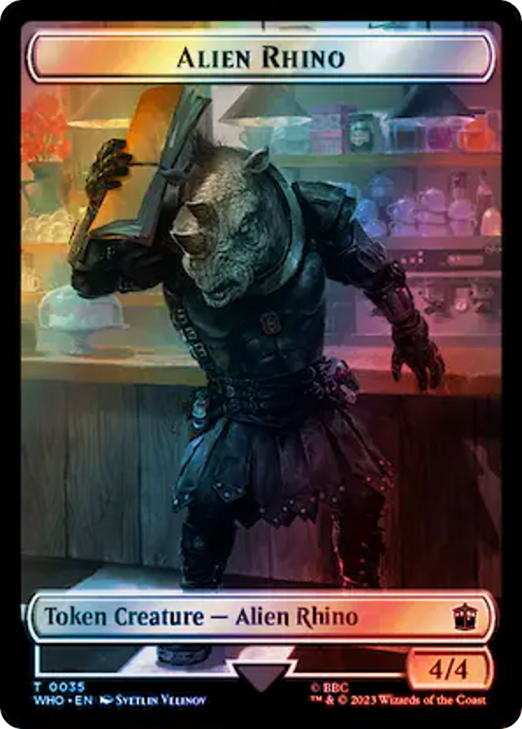 Alien Rhino // Food (0058) Double-Sided Token (Surge Foil) [Doctor Who Tokens] | Enigma On Main