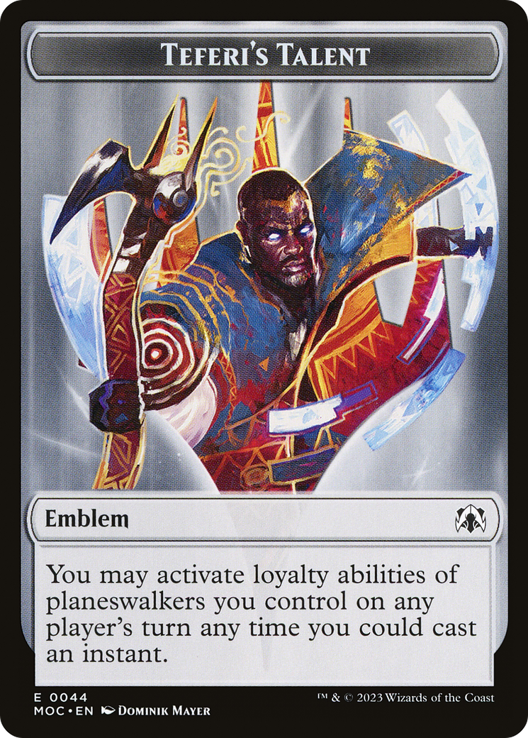 First Mate Ragavan // Teferi's Talent Emblem Double-Sided Token [March of the Machine Commander Tokens] | Enigma On Main