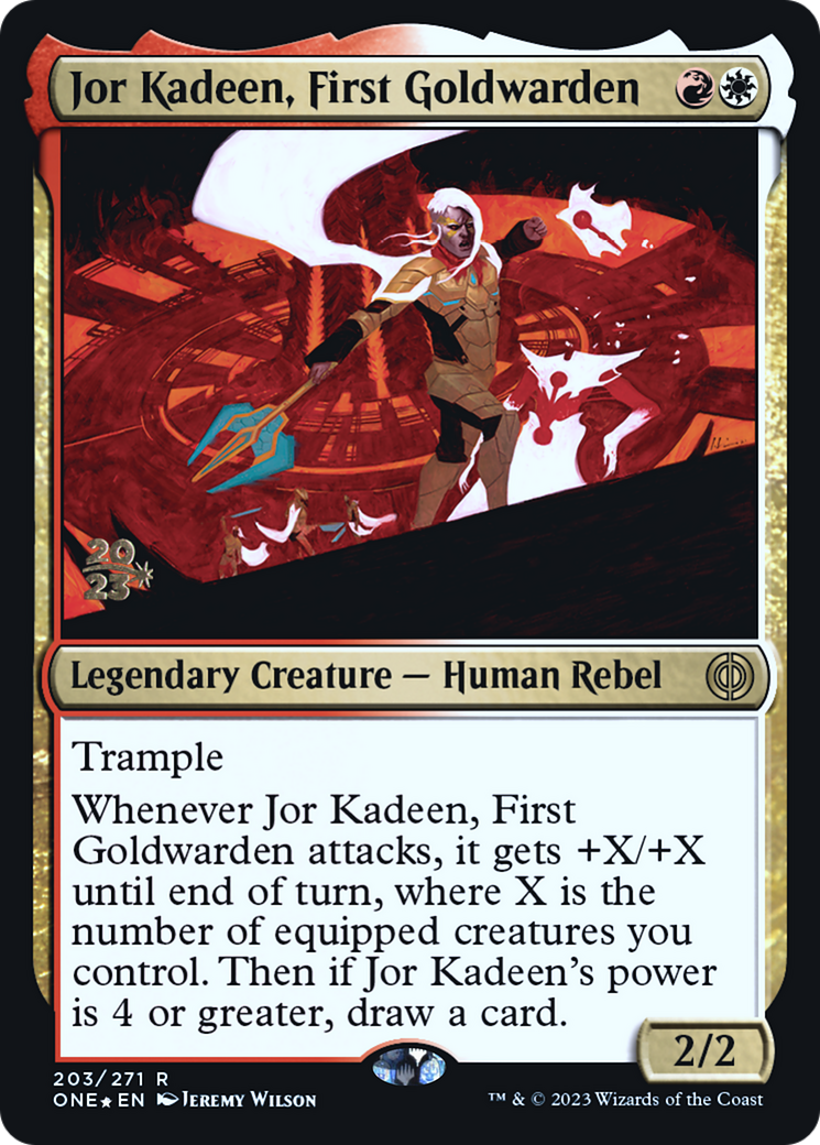 Jor Kadeen, First Goldwarden [Phyrexia: All Will Be One Prerelease Promos] | Enigma On Main