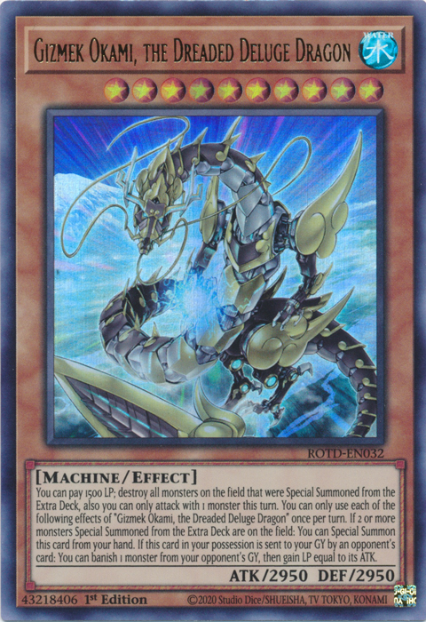 Gizmek Okami, the Dreaded Deluge Dragon [ROTD-EN032] Ultra Rare | Enigma On Main