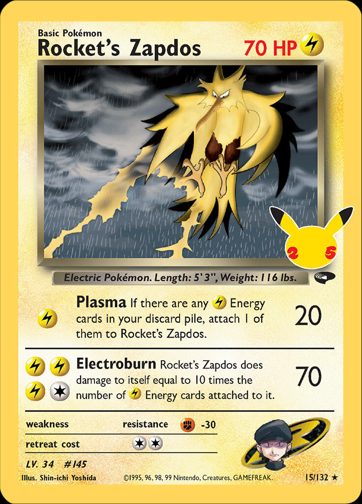 Rocket's Zapdos (15/132) [Celebrations: 25th Anniversary - Classic Collection] | Enigma On Main