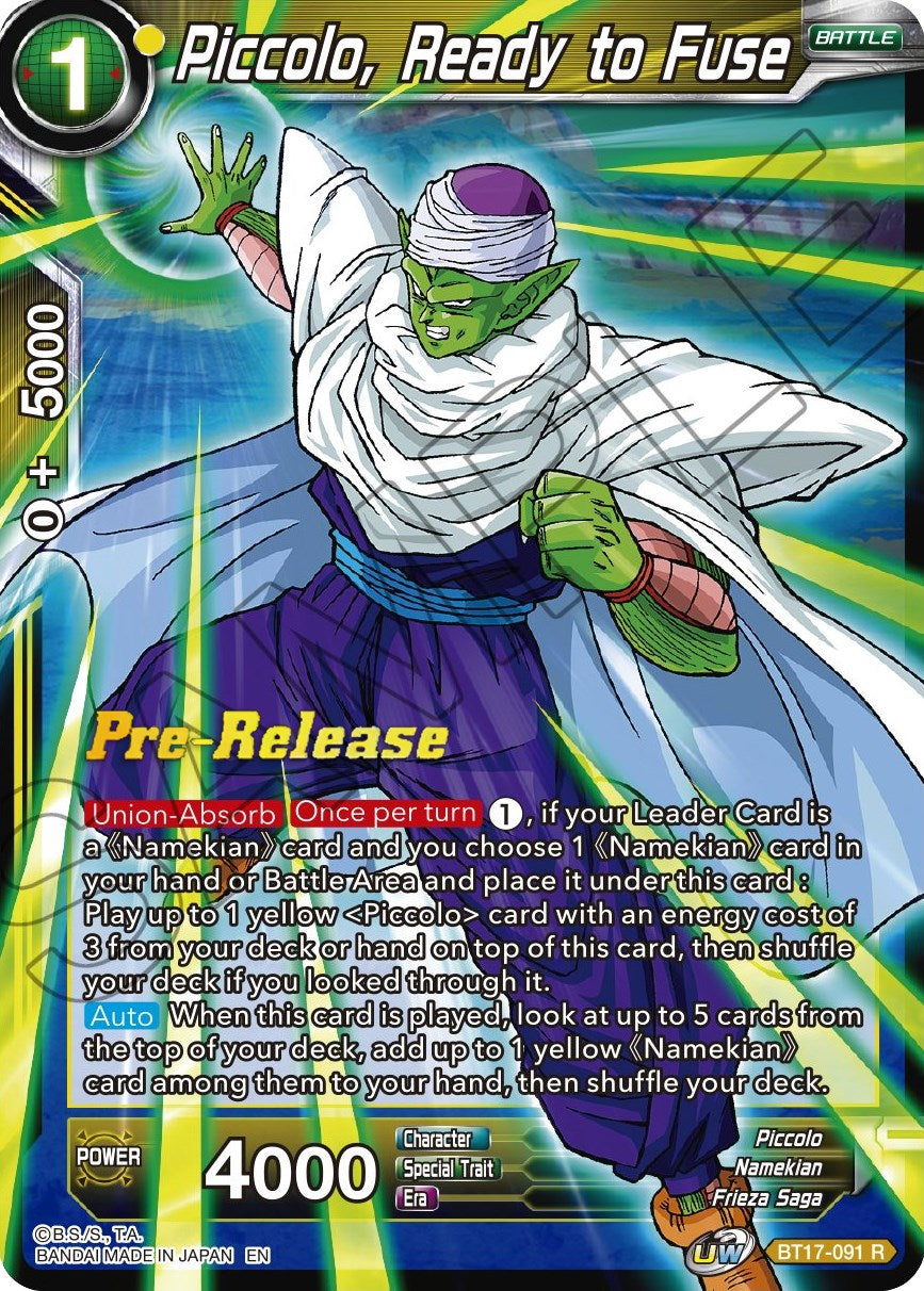 Piccolo, Ready to Fuse (BT17-091) [Ultimate Squad Prerelease Promos] | Enigma On Main