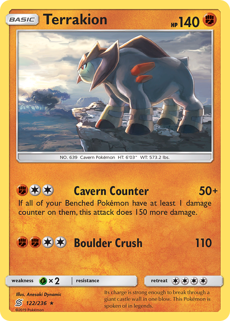 Terrakion (122/236) [Sun & Moon: Unified Minds] | Enigma On Main