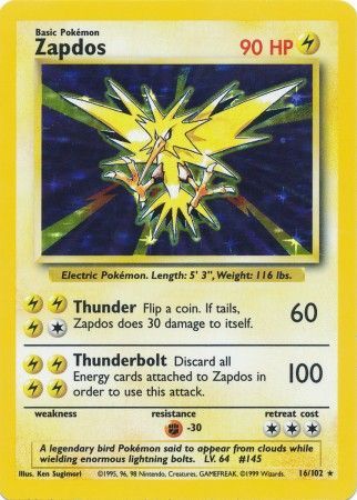 Zapdos (16/102) [Base Set Unlimited] | Enigma On Main