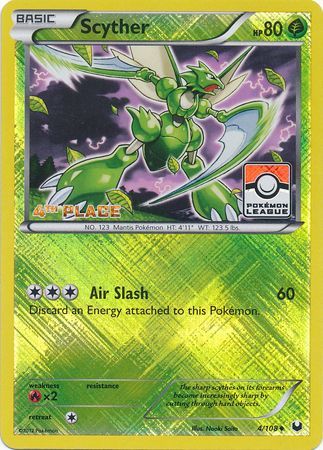 Scyther (4/108) (League Promo 4th Place) [Black & White: Dark Explorers] | Enigma On Main