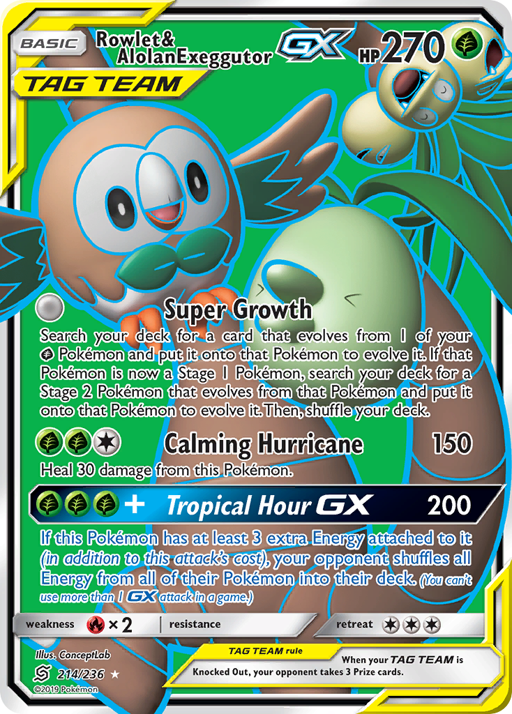 Rowlet & Alolan Exeggutor GX (214/236) [Sun & Moon: Unified Minds] | Enigma On Main