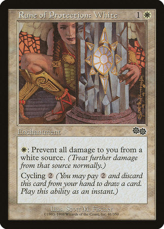 Rune of Protection: White [Urza's Saga] | Enigma On Main