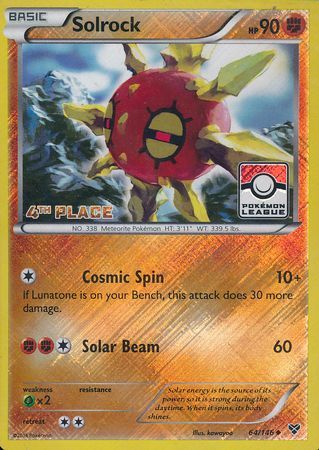 Solrock (64/146) (4th Place League Challenge Promo) [XY: Base Set] | Enigma On Main