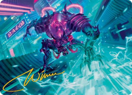 Surgehacker Mech Art Card (Gold-Stamped Signature) [Kamigawa: Neon Dynasty Art Series] | Enigma On Main