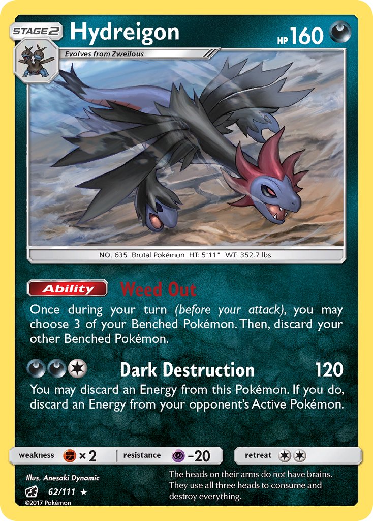 Hydreigon (62/111) (Cracked Ice Holo) (Theme Deck Exclusive) [Sun & Moon: Crimson Invasion] | Enigma On Main