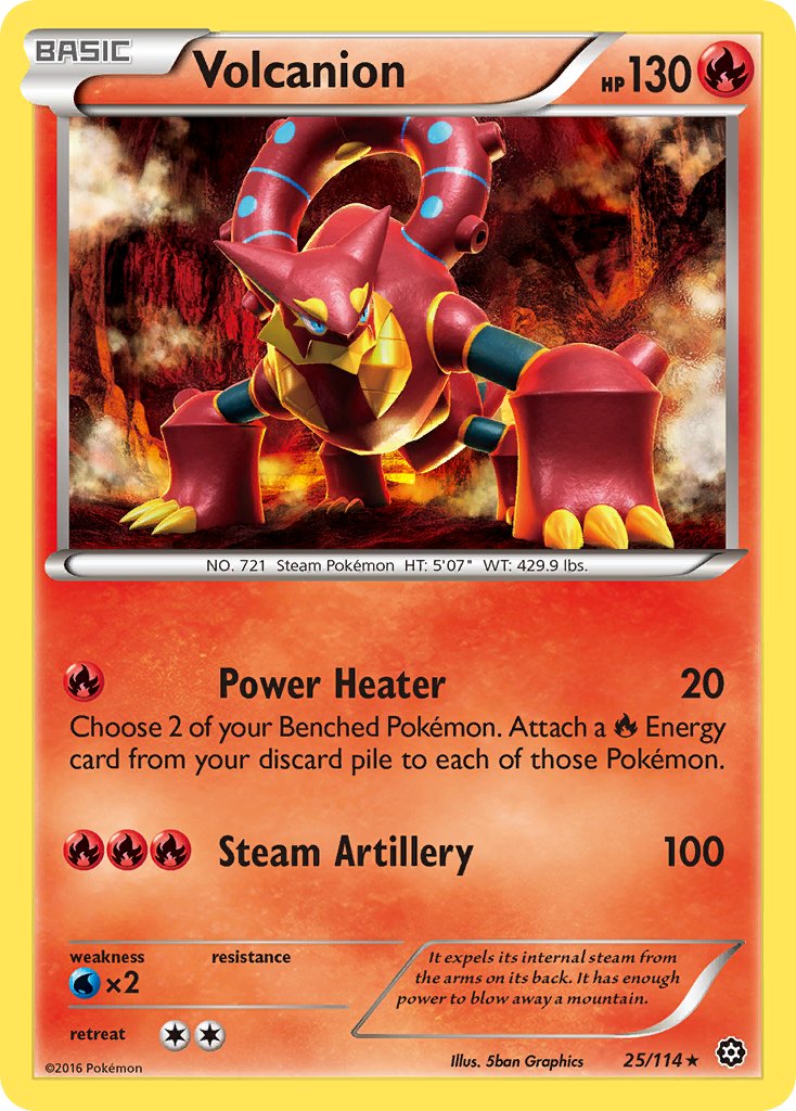 Volcanion (25/114) (Cracked Ice Holo) (Theme Deck Exclusive) [XY: Steam Siege] | Enigma On Main