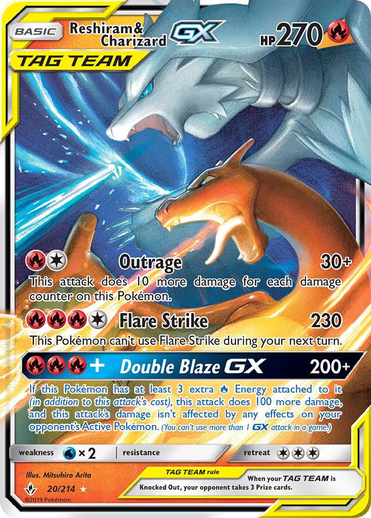 Reshiram & Charizard GX (20/214) [Sun & Moon: Unbroken Bonds] | Enigma On Main