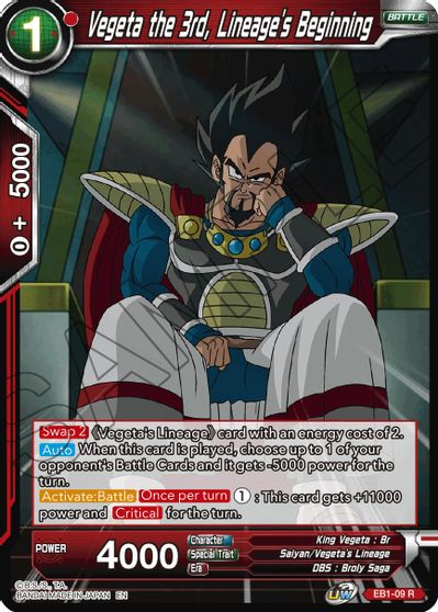 Vegeta the 3rd, Lineage's Beginning (EB1-009) [Battle Evolution Booster] | Enigma On Main