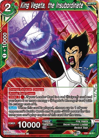 King Vegeta, the Insubordinate (EB1-56) [Battle Evolution Booster] | Enigma On Main