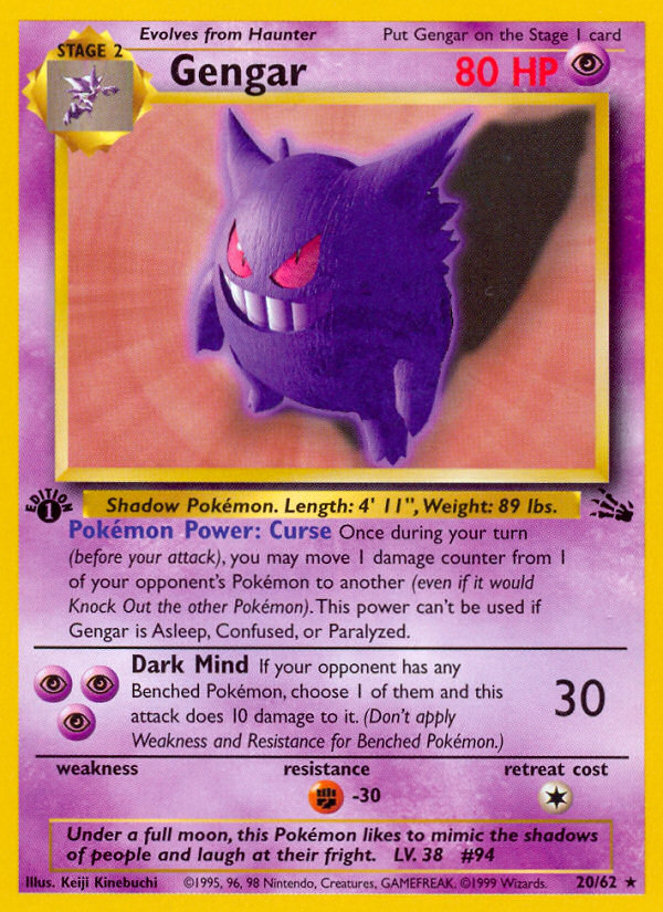 Gengar (20/62) [Fossil 1st Edition] | Enigma On Main