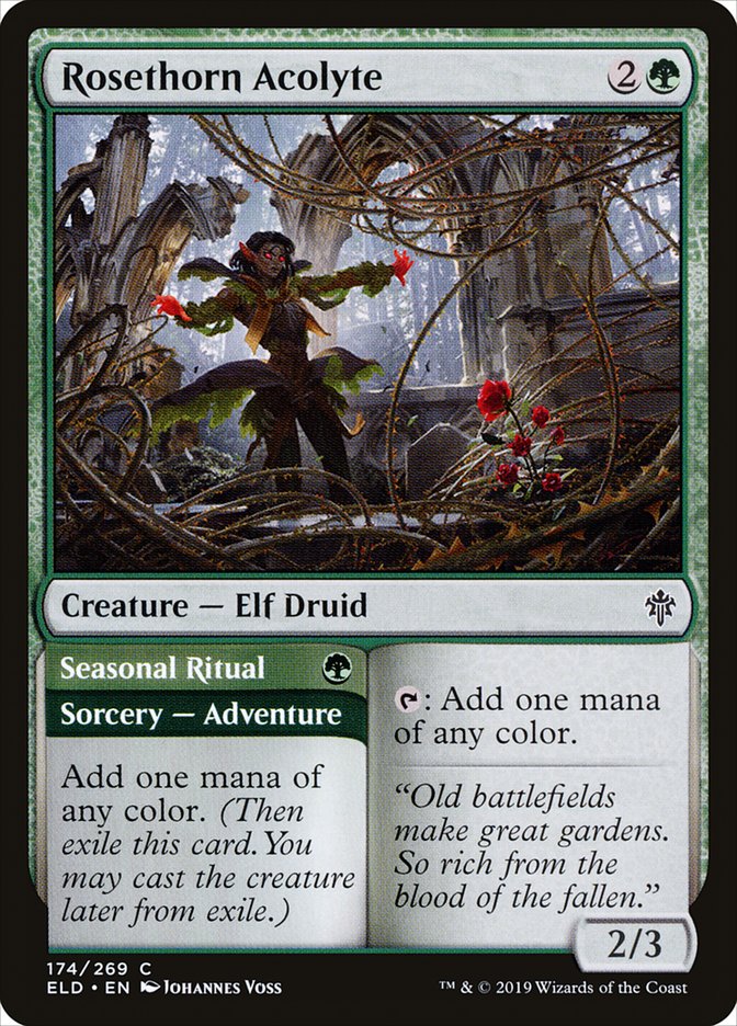 Rosethorn Acolyte // Seasonal Ritual [Throne of Eldraine] | Enigma On Main