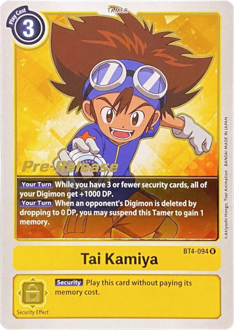 Tai Kamiya [BT4-094] [Great Legend Pre-Release Promos] | Enigma On Main