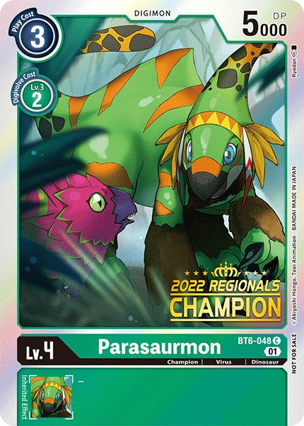 Parasaurmon [BT6-048] (2022 Championship Online Regional) (Online Champion) [Double Diamond Promos] | Enigma On Main