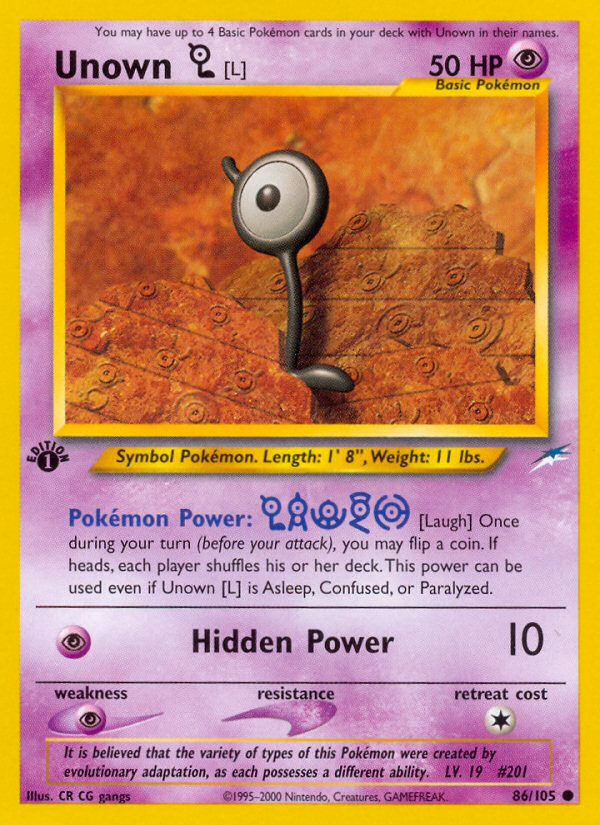 Unown [L] (86/105) [Neo Destiny 1st Edition] | Enigma On Main