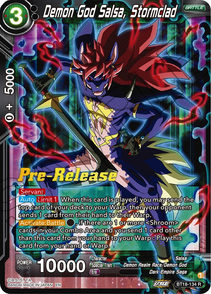 Demon God Salsa, Stormclad (BT18-134) [Dawn of the Z-Legends Prerelease Promos] | Enigma On Main