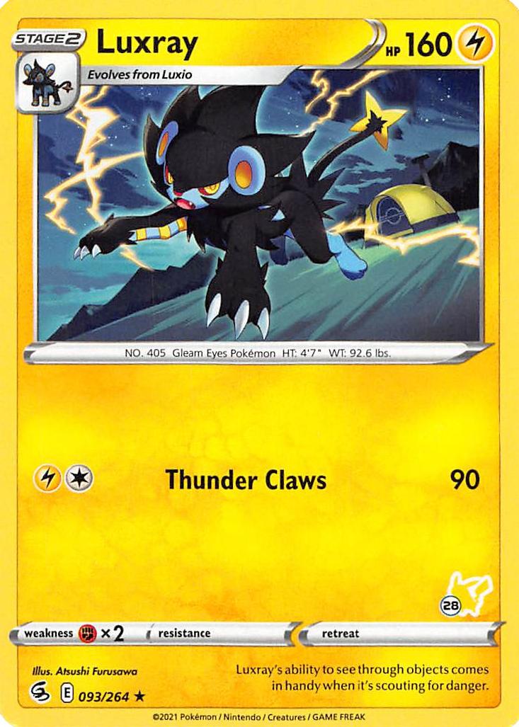 Luxray (093/264) (Pikachu Stamp #28) [Battle Academy 2022] | Enigma On Main