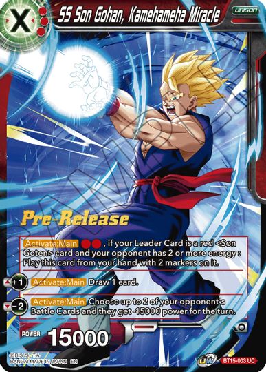 SS Son Gohan, Kamehameha Miracle (BT15-003) [Saiyan Showdown Prerelease Promos] | Enigma On Main